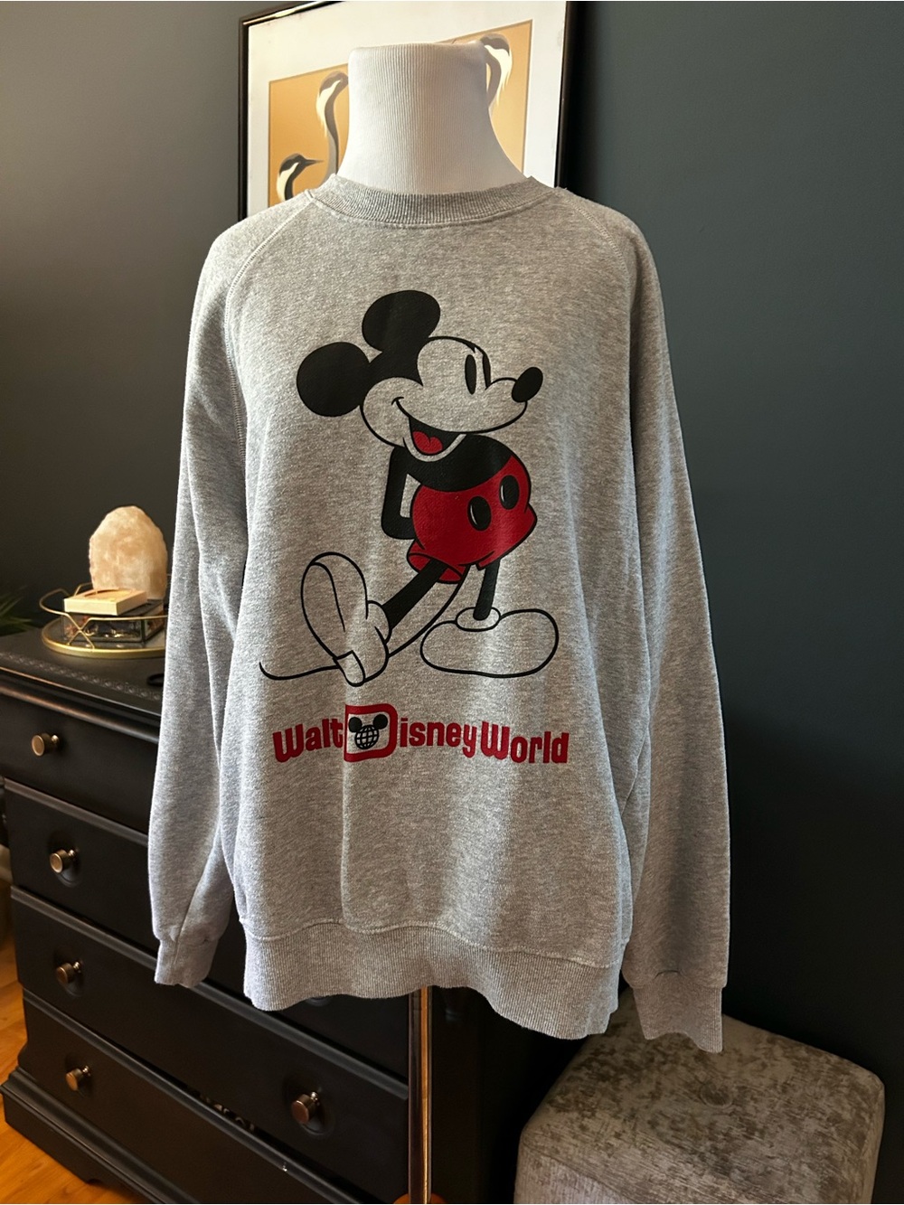 Disney Men's Gray Mickey Mouse Crewneck Sweatshirt Size Large